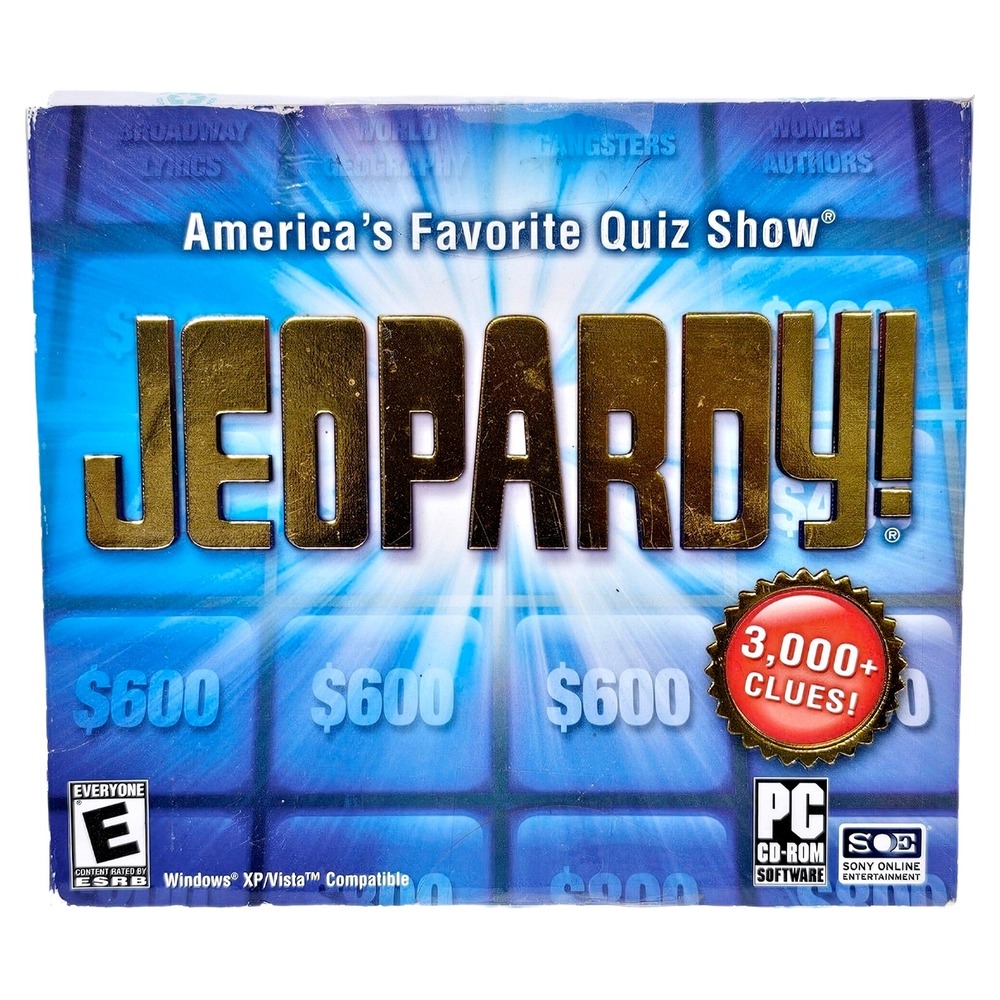 Sony Jeopardy PC Video Game CD-ROM 2007 Windows XP Vista Trivia Software EUC